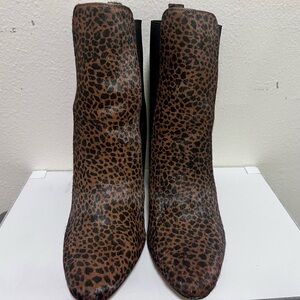 White House Black Market Leopard Print & Black Heeled Bootie 7.5
